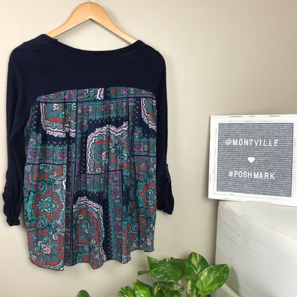 Anthropologie Paper Locket Navy & Paisley Shirt - Picture 2 of 4